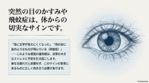 目のかすみや飛蚊症（ひぶんしょう）に悩むあなたへ。体の根本から見直す「もう一つのアプローチ」